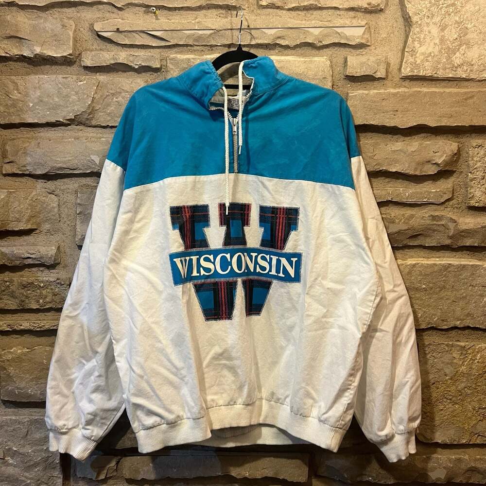 Vintage Cotton Fitz Wisconsin Badgers Quarter Zip Pullover Size Large